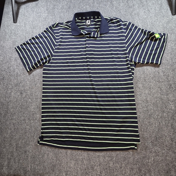 FootJoy Other - FootJoy Navy Lime Striped Golf Polo Shirt Mens M BP Logo